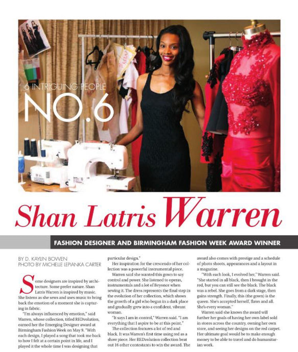 Designer, Shan Latris, named on of Tuscaloosa Magazine's "Intriguing People."